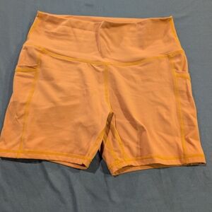 Women's Stylish high waisted athletic shorts L Orange Bike Shorts